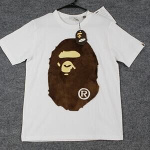 Bape A Bathing Ape Shirt Womens Small Faux Fur Big Ape Head White Graphic Tee